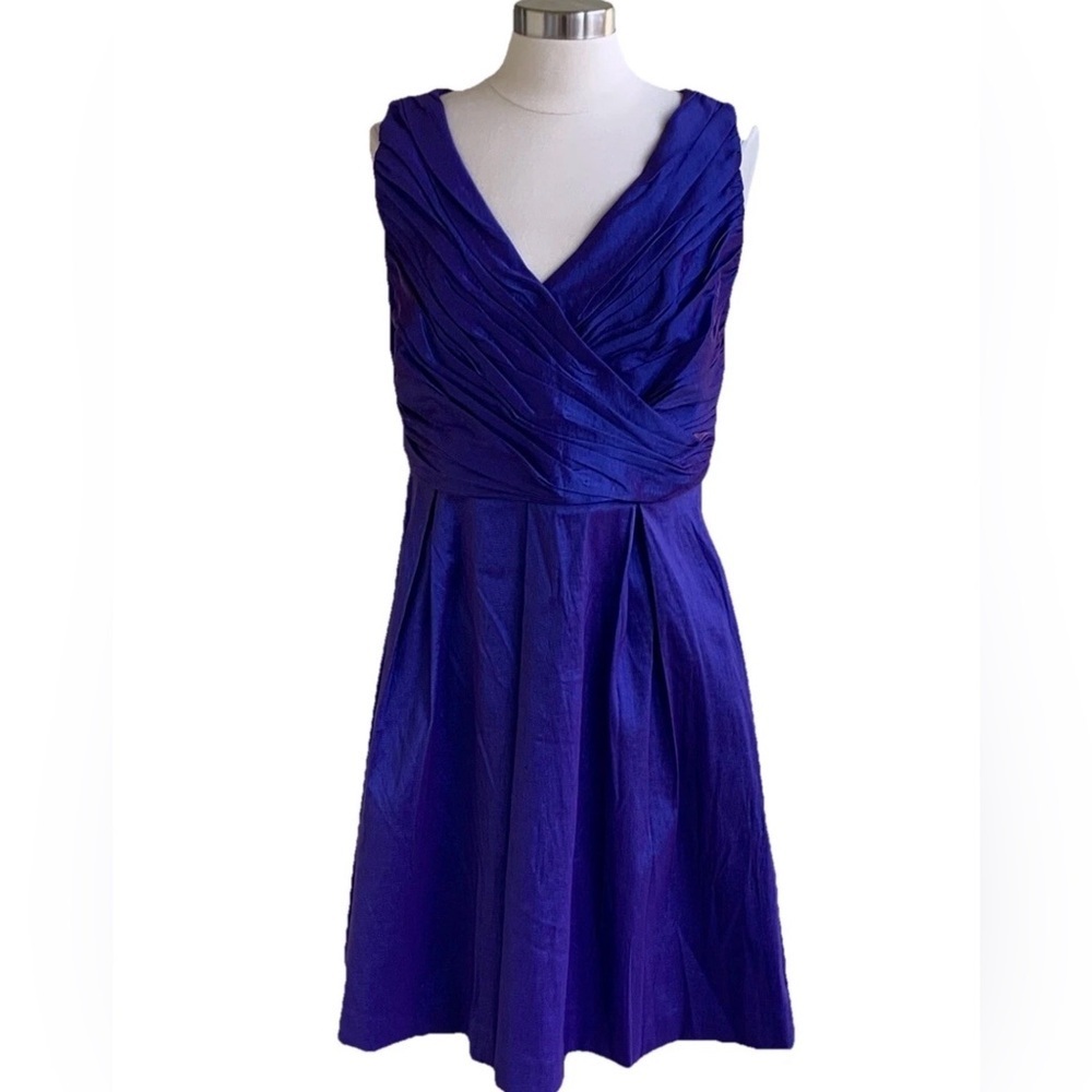 Calvin Klein Taffeta Cocktail Party Dress 12 Iridescent Blue & Purple Night